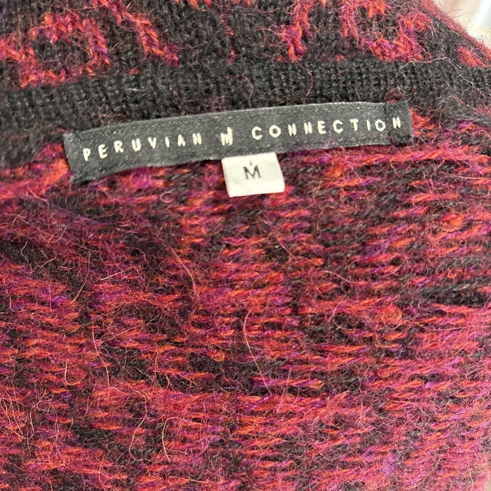 Peruvian Connection‎ 100% Alpaca Handmade Bolivia MEDIUM Cardigan Sweater FLAW - Picture 6 of 11